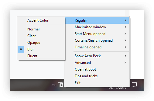 transparency settings