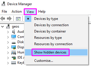 show hidden devices