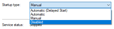 startup type disabled