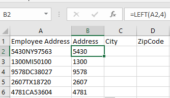 split column in excel