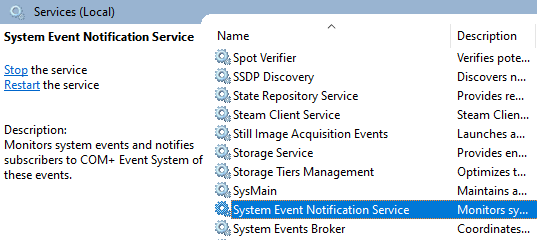 System Event Notification Service.